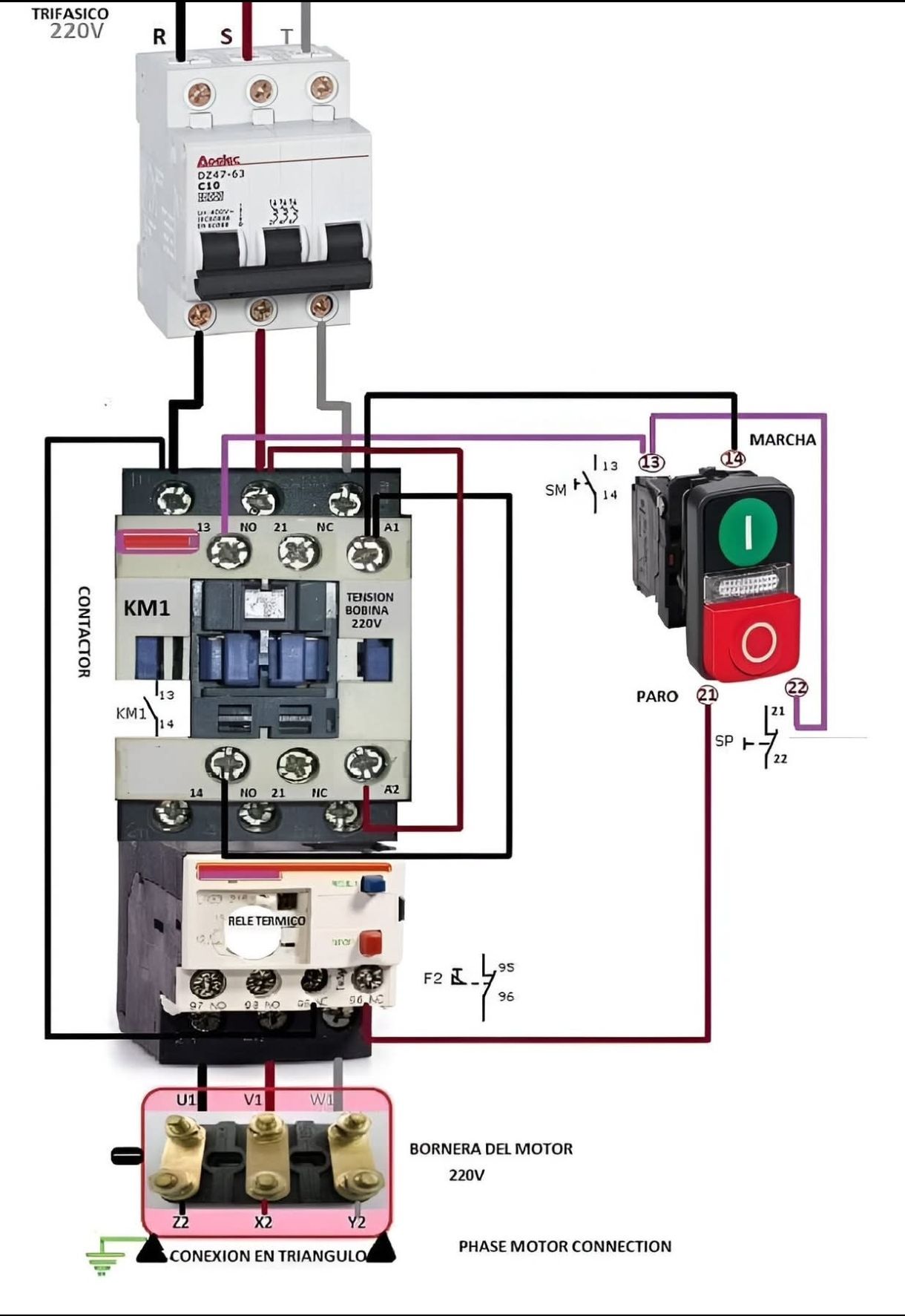 Programadores PLC, automatización y control | Wiring diagram for a