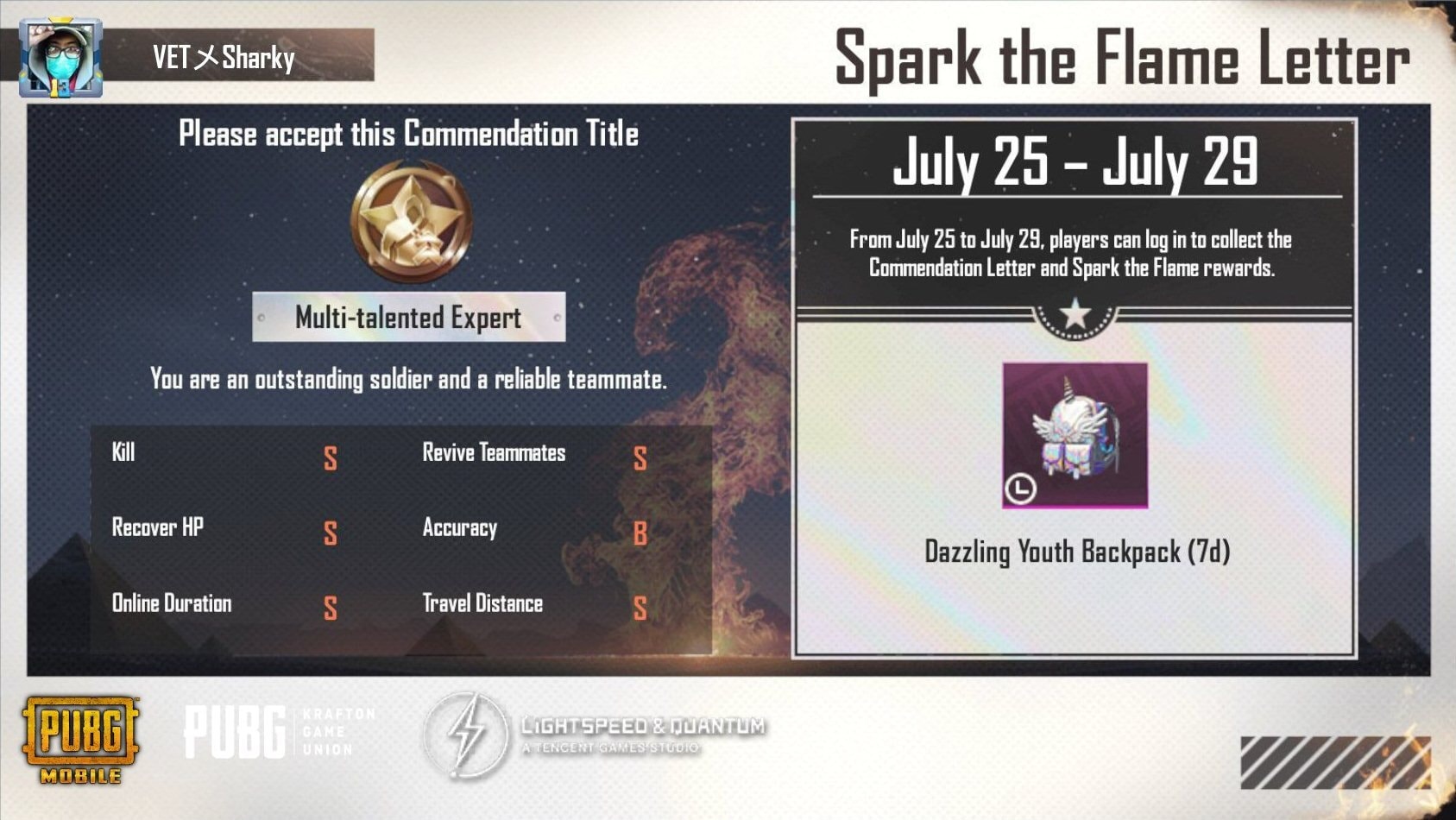 Battleshark97 - Spark the Flame Commendation Letter No...