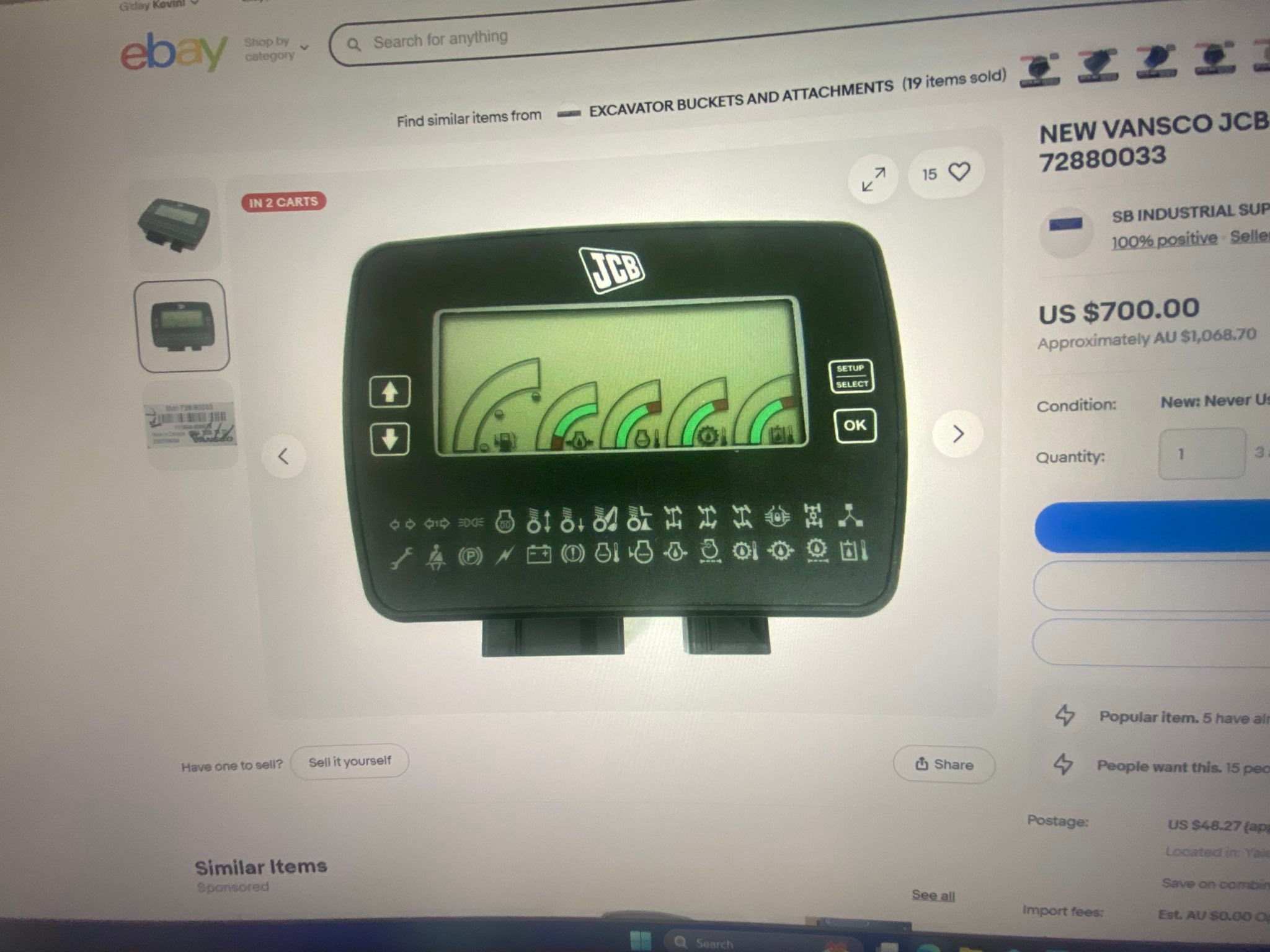 JCB controller LCD screen replacement