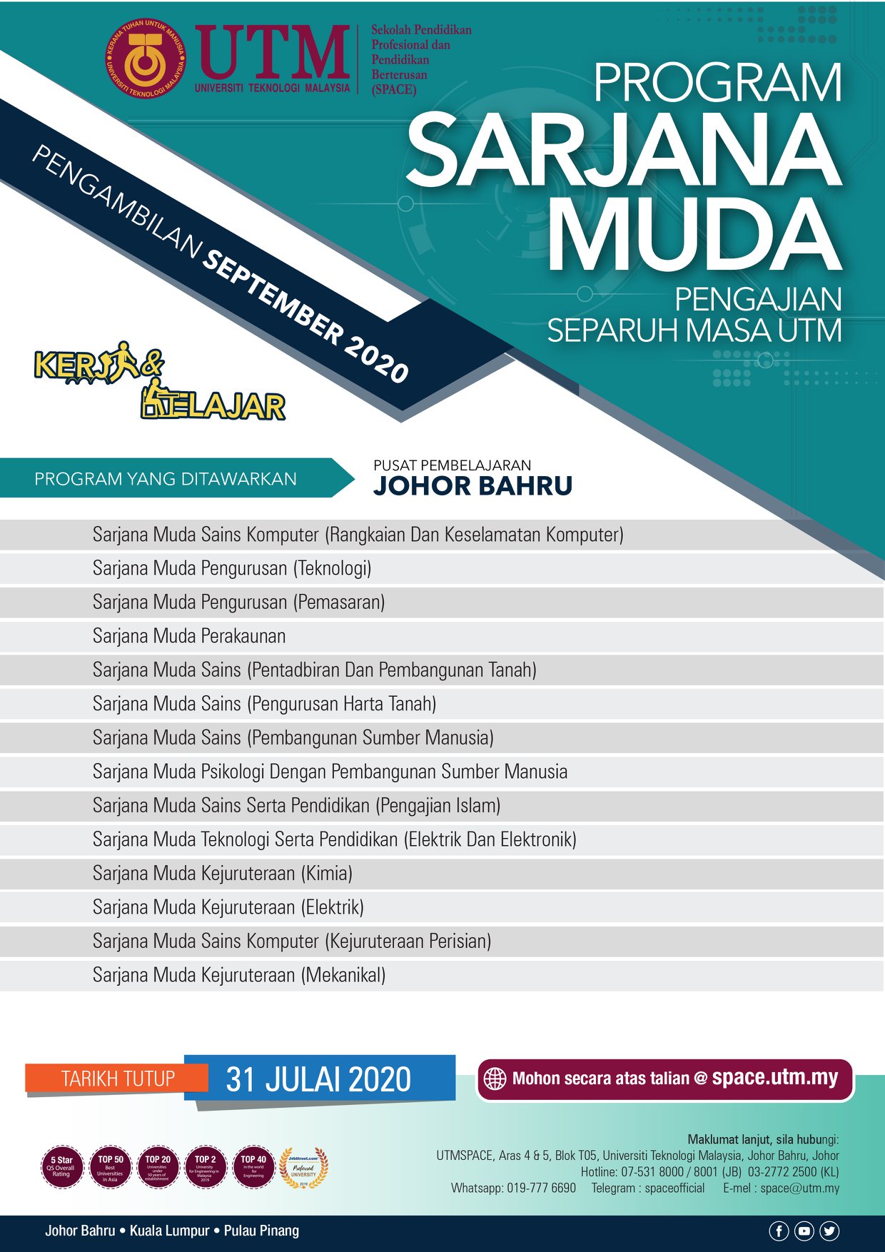 UTMSPACE - PROGRAM SARJANA MUDA PENGAJIAN SEPARUH MASA UTM... | Facebook