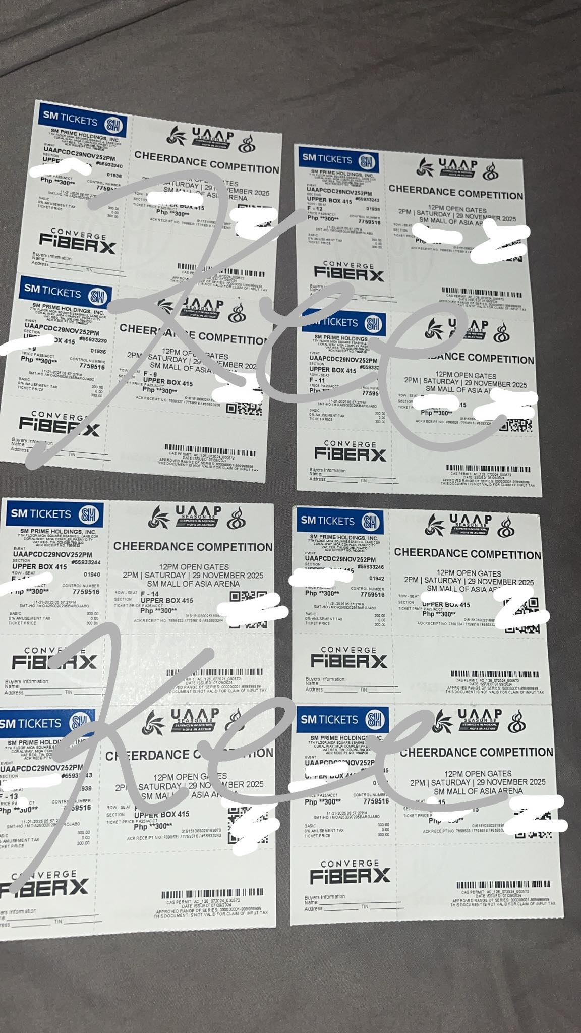 Selling concert tickets for November 29