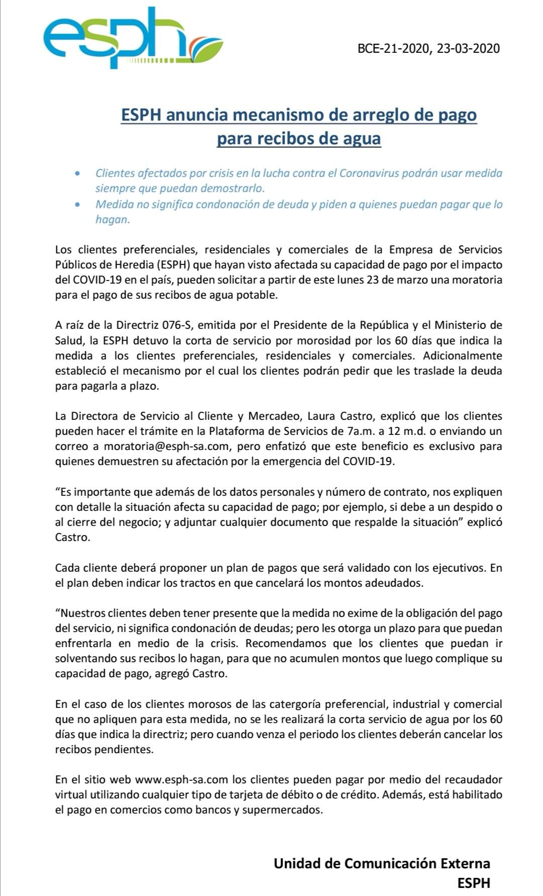Atención comercios del cantón y particulares. Adjuntamos comunicado ...