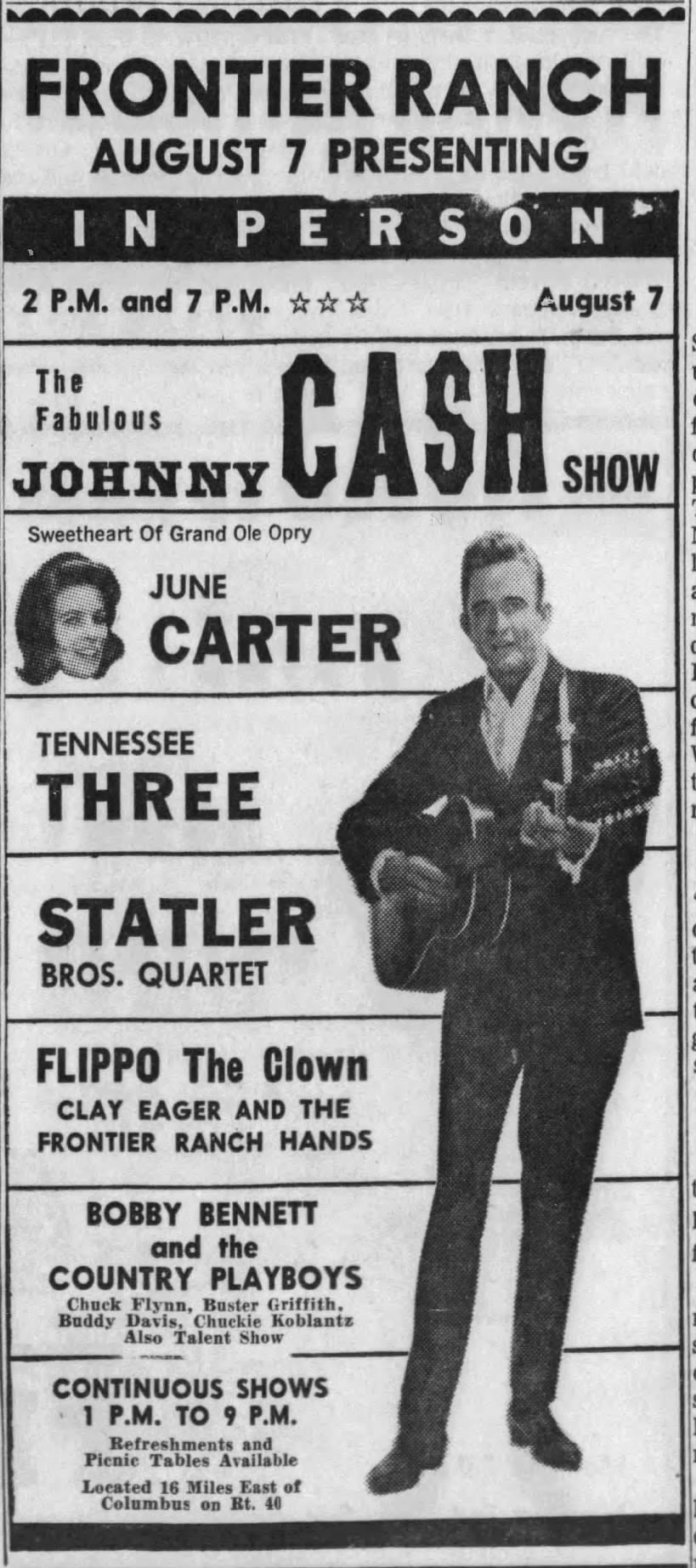 Licking County Treasure Hunters | Johnny Cash at Frontier Ranch, Route ...