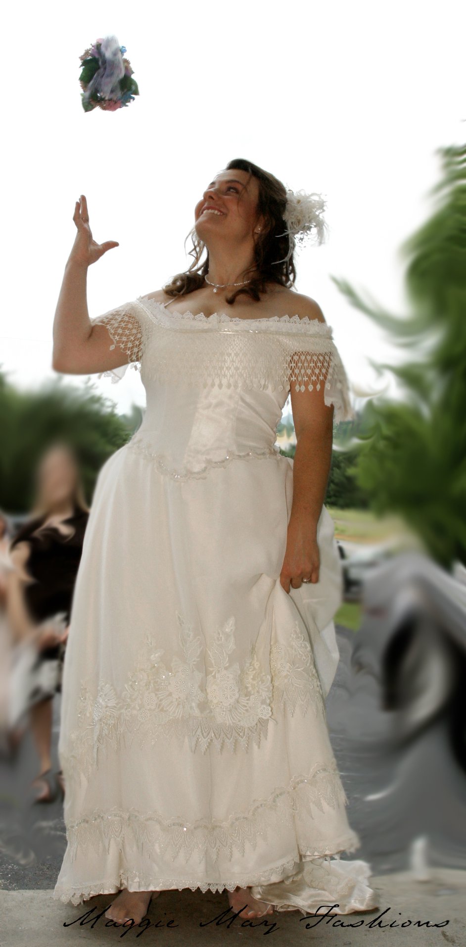 A lady decided she wanted a copy of a medieval wedding gown and this is the result very beautiful and unique