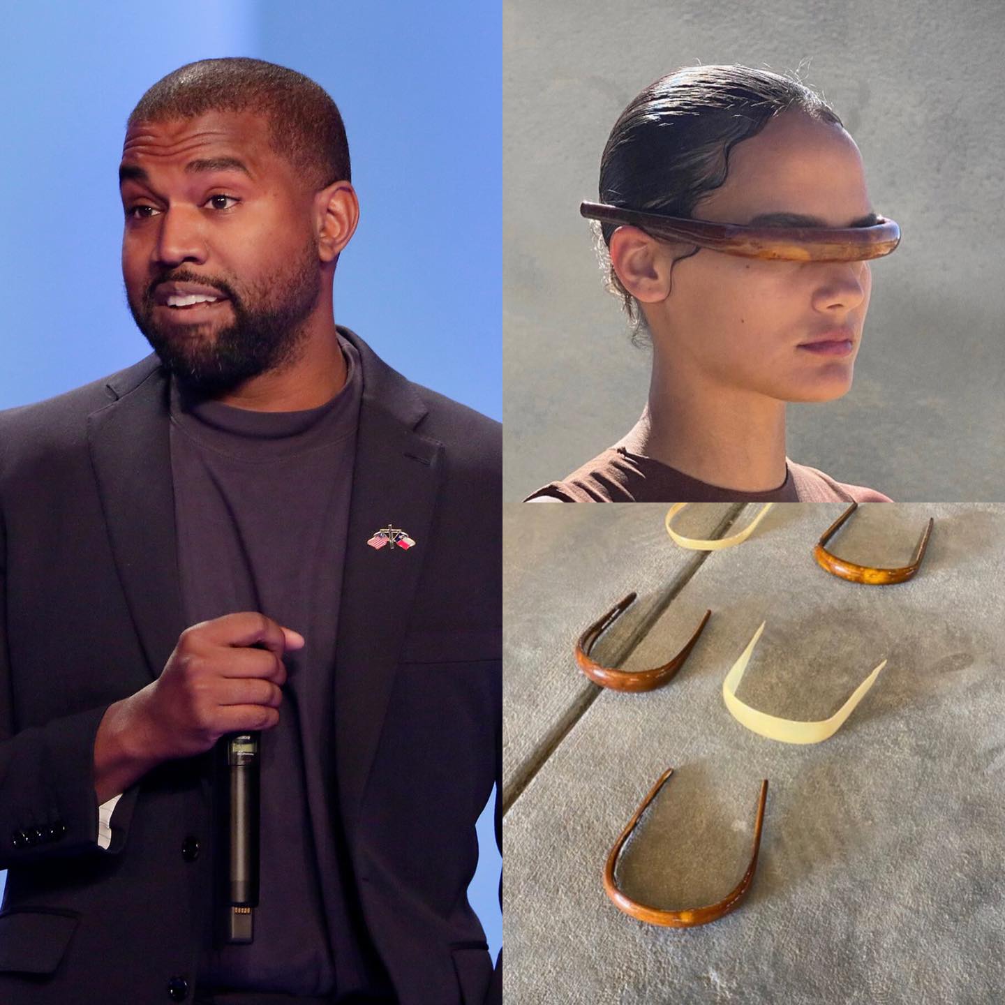 Spotted Kanye West wearing a PRADA frame! This Prada metal frame