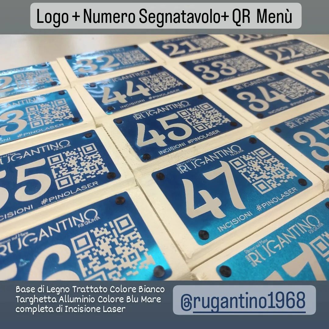 Pino Laser - Segna-Tavolo Porta QR Code Menù in legno...