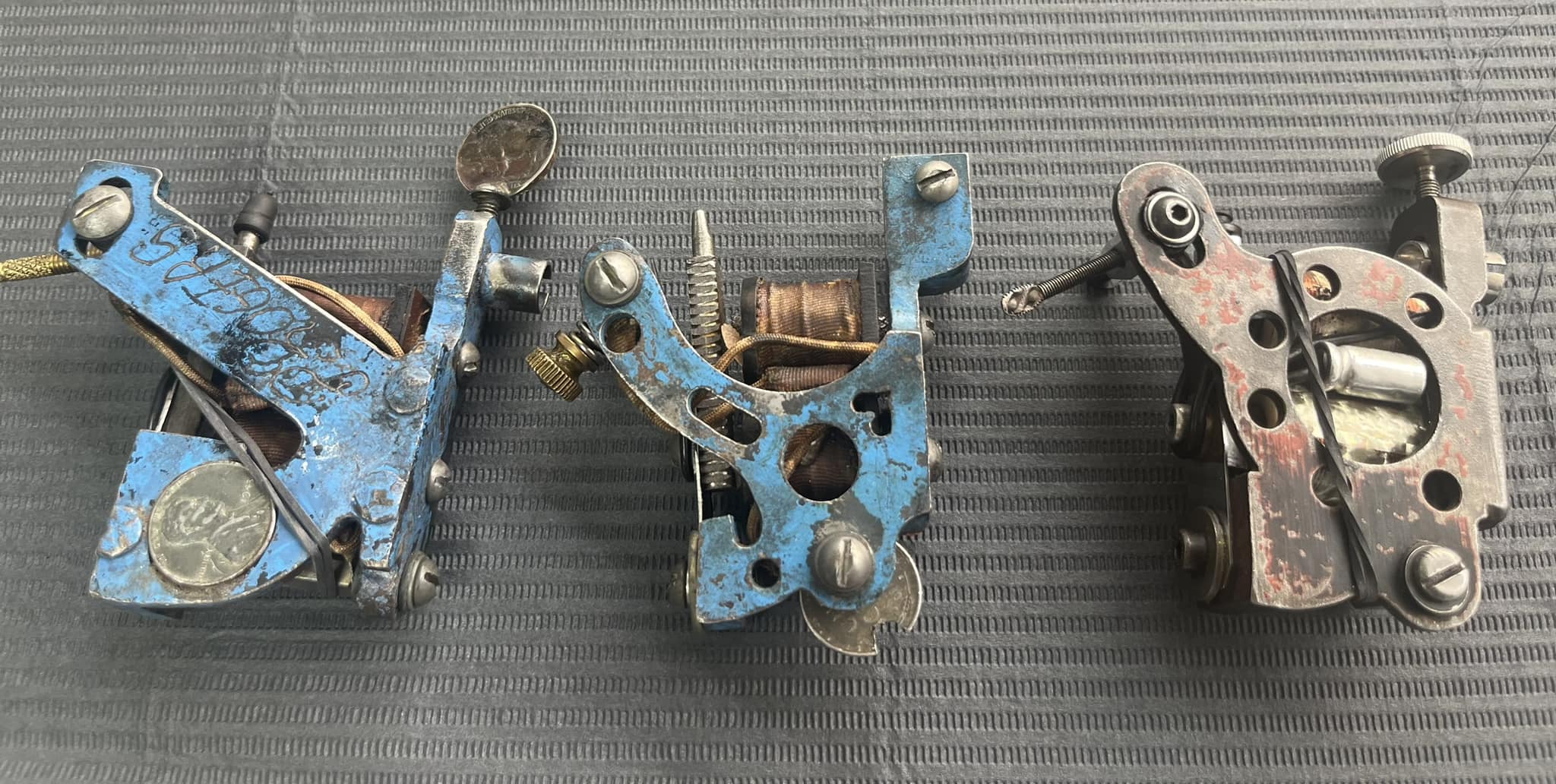 Favorite tattoo machines from Bernhard's Garage Irons and Mickey Bee