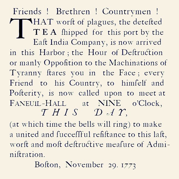 #OTD 250 Years Ago this broadside... - Boston Tea Party 250