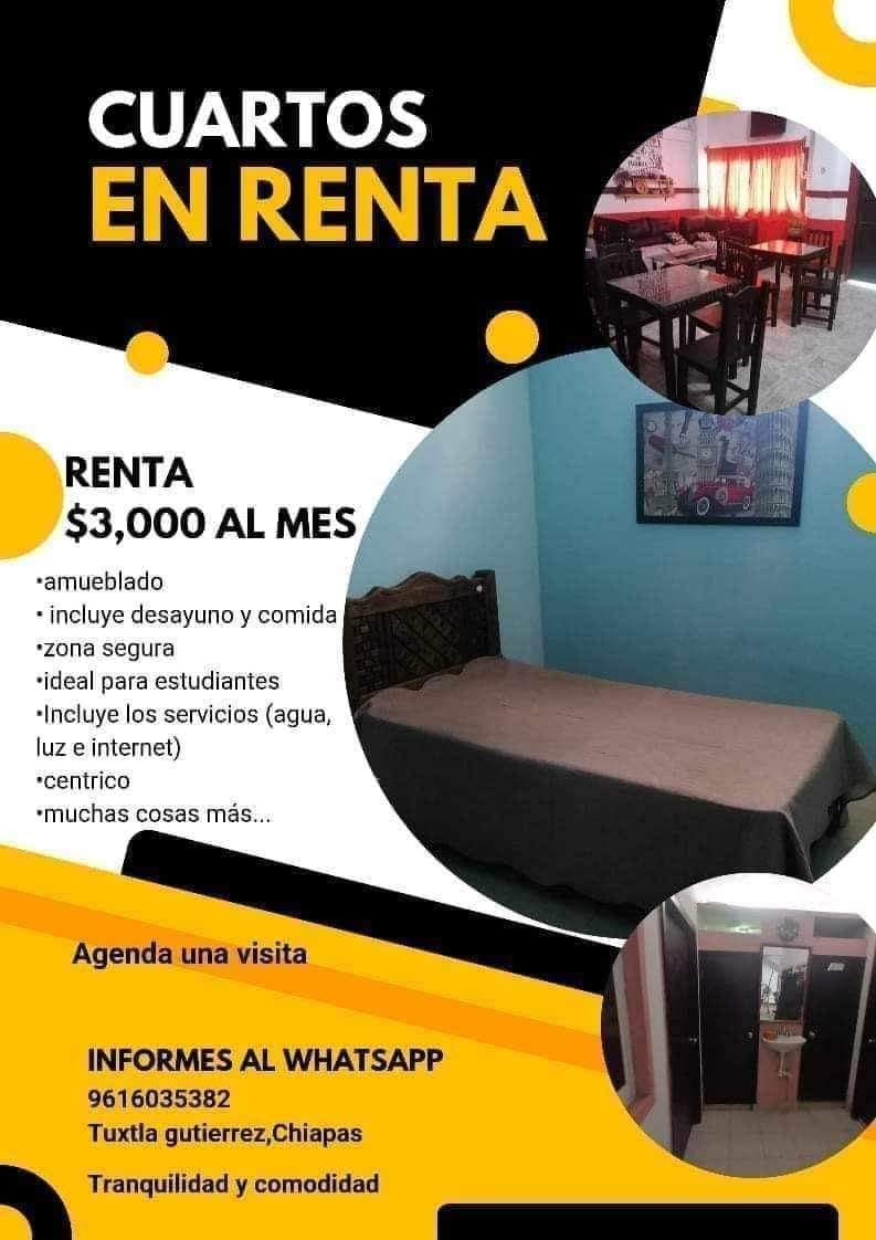 Renta - Se renta cuartos en Tuxtla Gutiérrez 🏤🏢 𝒊𝒅𝒆𝒂𝒍 𝒑𝒂𝒓𝒂 𝒉𝒂𝒄𝒆𝒓 𝒕𝒖 ...