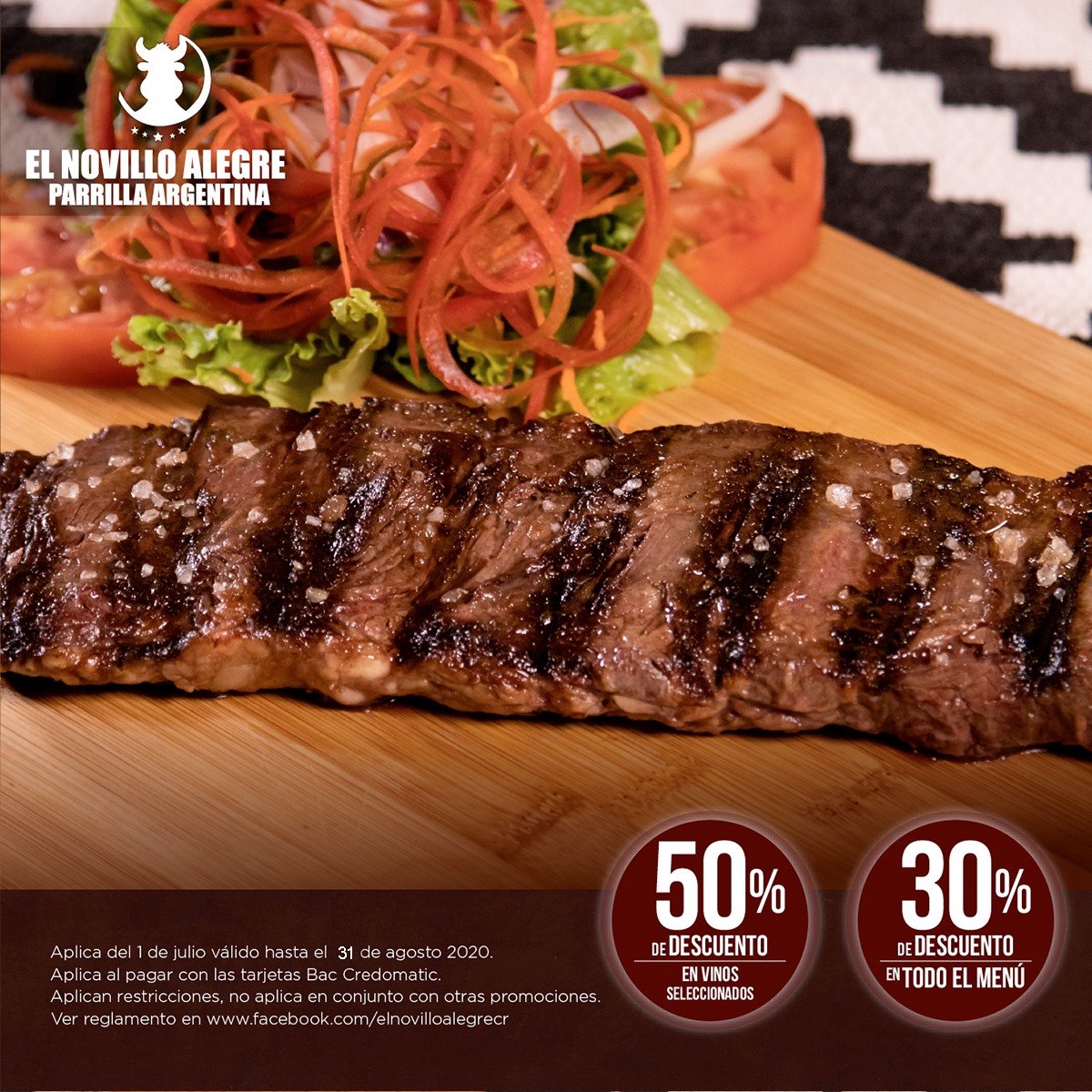 30% de descuento en todo el menú y 50%... - El Novillo Alegre