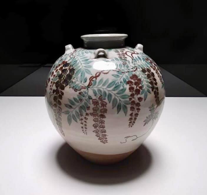 MOA美術館 野々村仁清作 色絵藤花文茶壺(国宝.江戸前期) 丸く張った