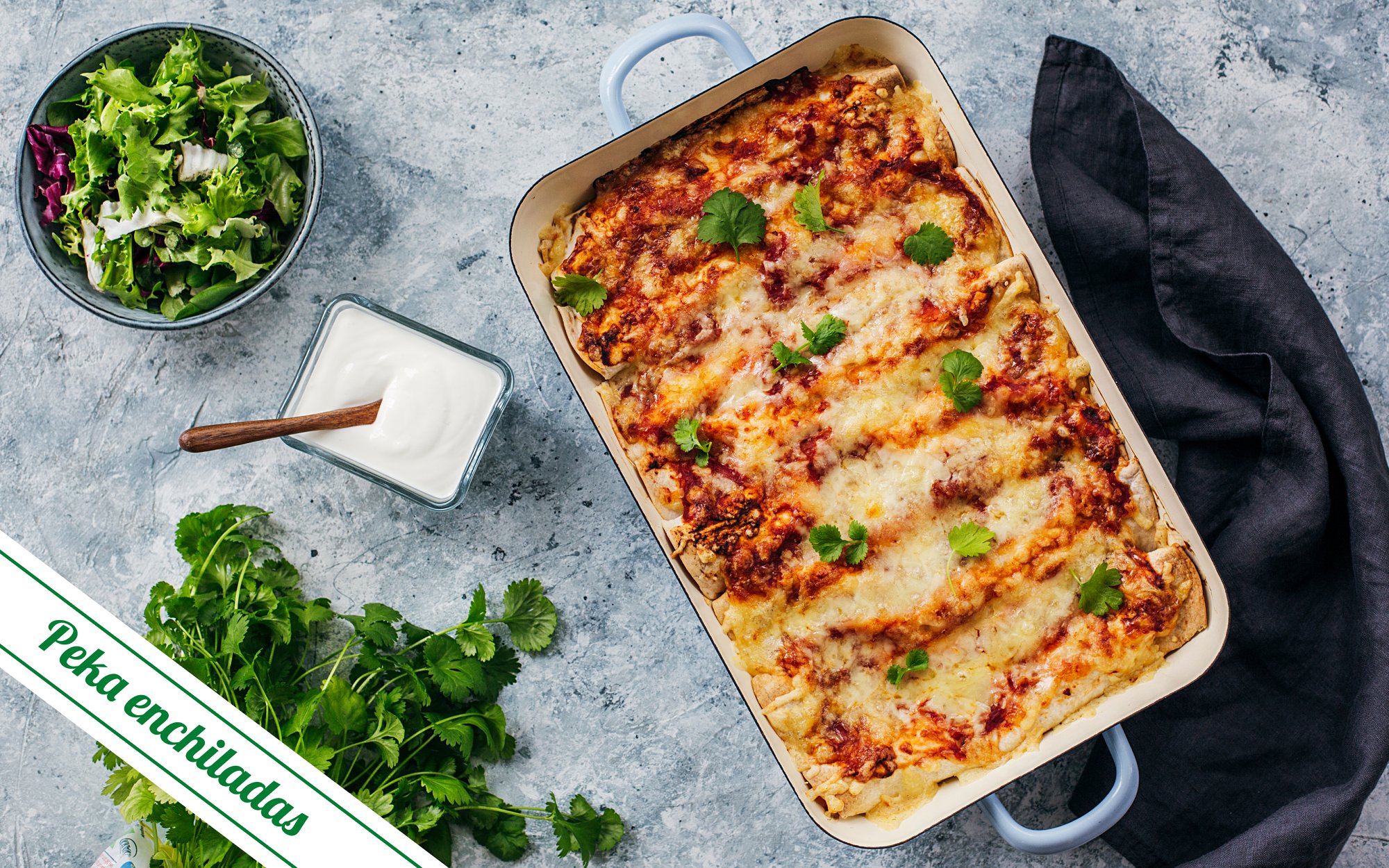 Peka Potatis - Gratängfyllda enchiladas med pulled chicken...