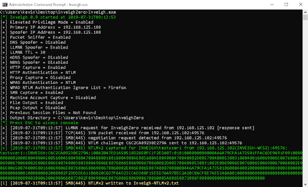 Cyberipsec - Inveigh lleva a cabo ataques de parodia y...