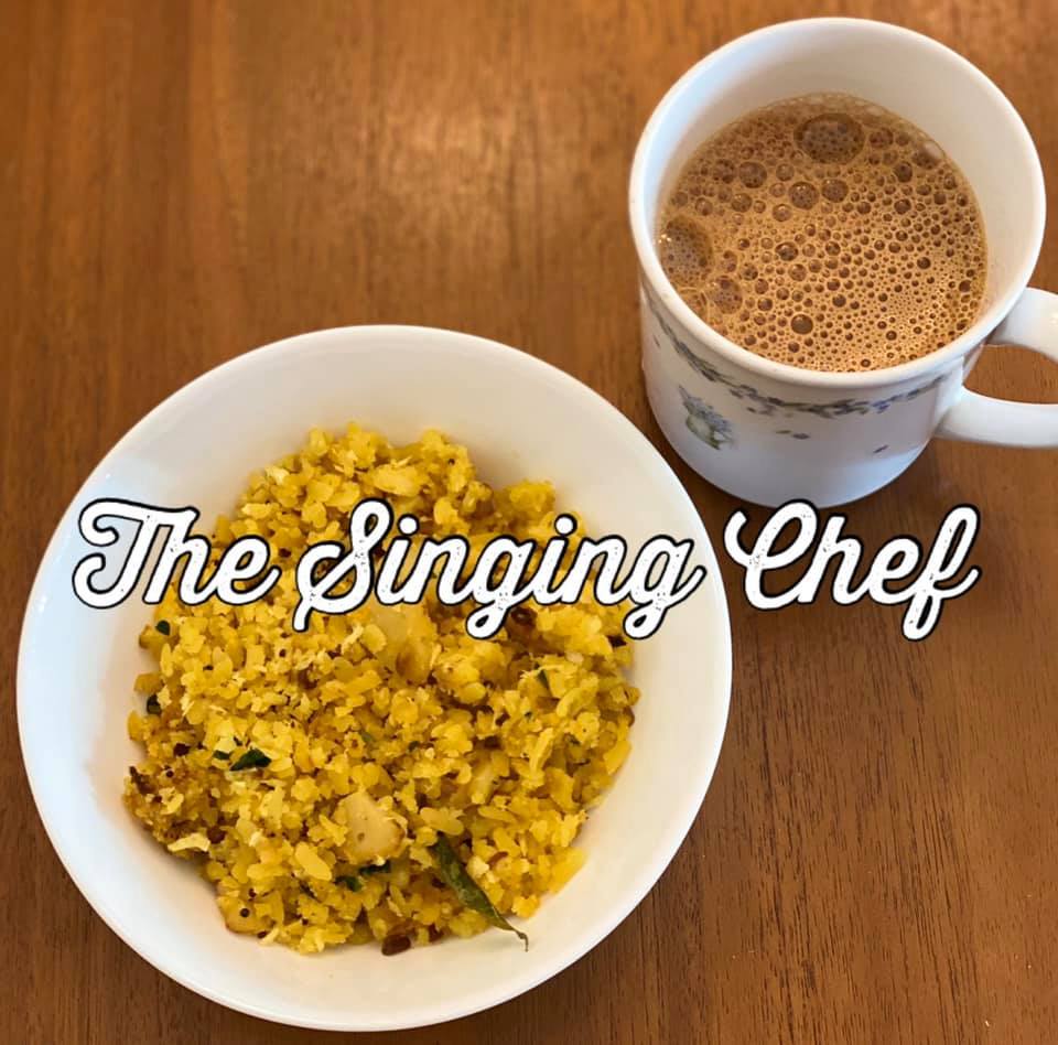 Batat Phow (Poha) with a cup of Filter... - The Singing Chef