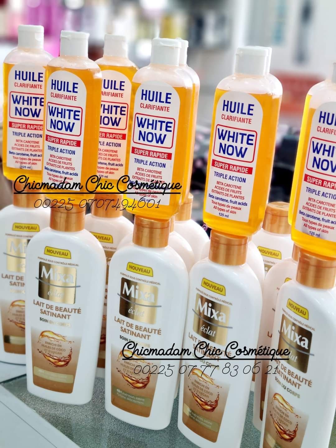 COMBO Hydratant MIXA Éclat + Huile Clarifiante WHITE NOW - Soin éclat Et Hydratation Intense
