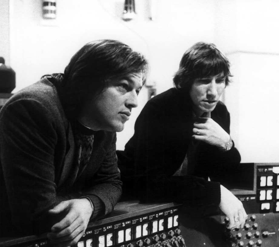 David Gilmour and Roger Waters - Pink Floyd - during the recording