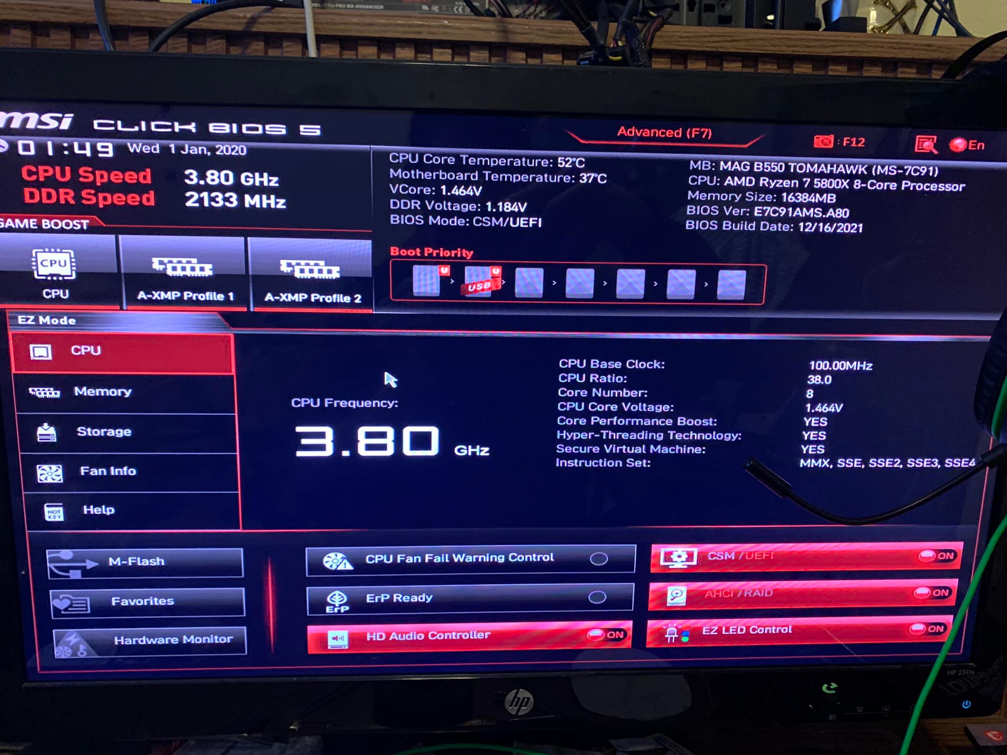 5700x3d not booting on b550 tomahawk motherboard?
