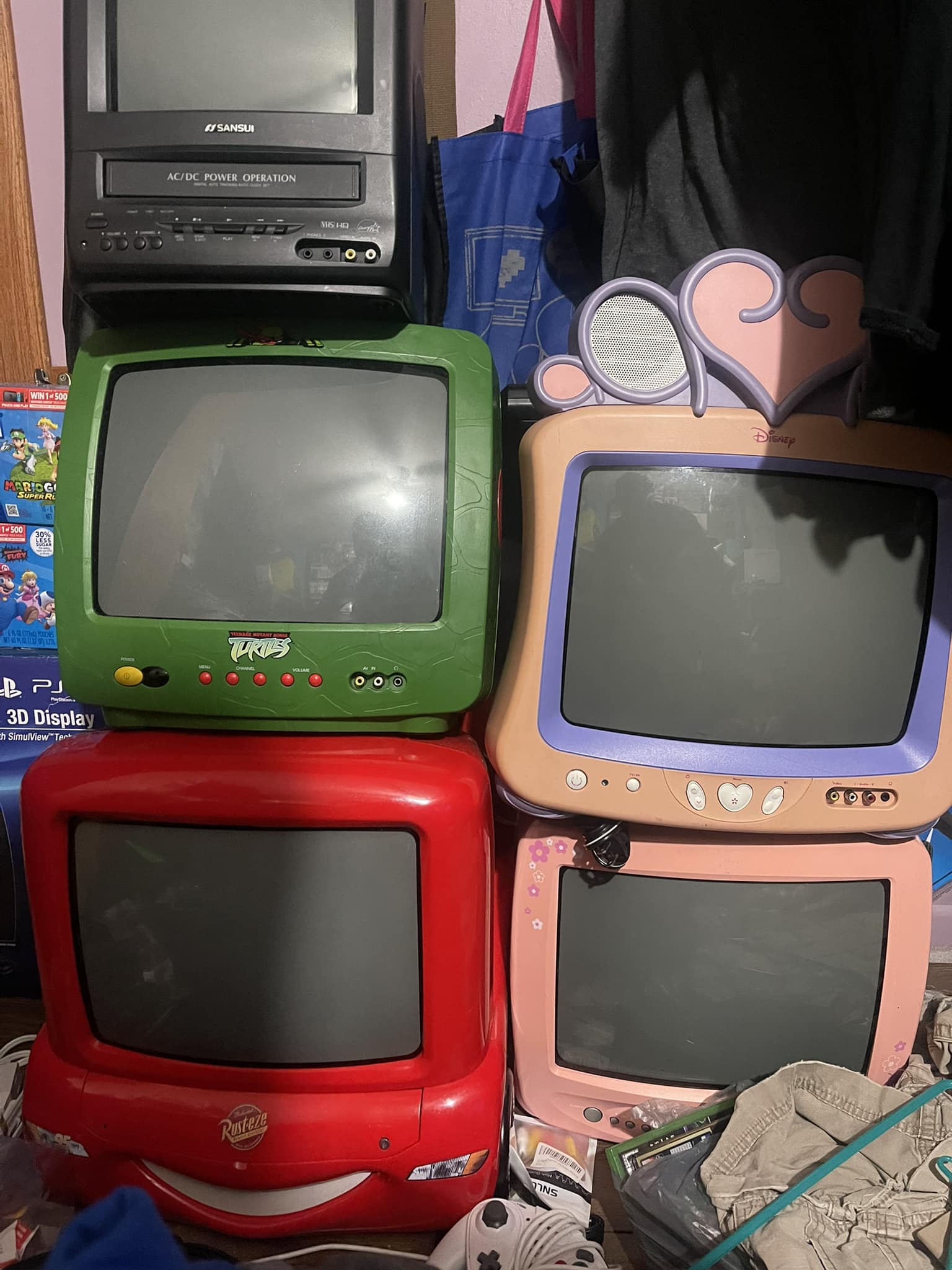 CRT monitor setup with Sony PVM-14M1J and multiple LCDs
