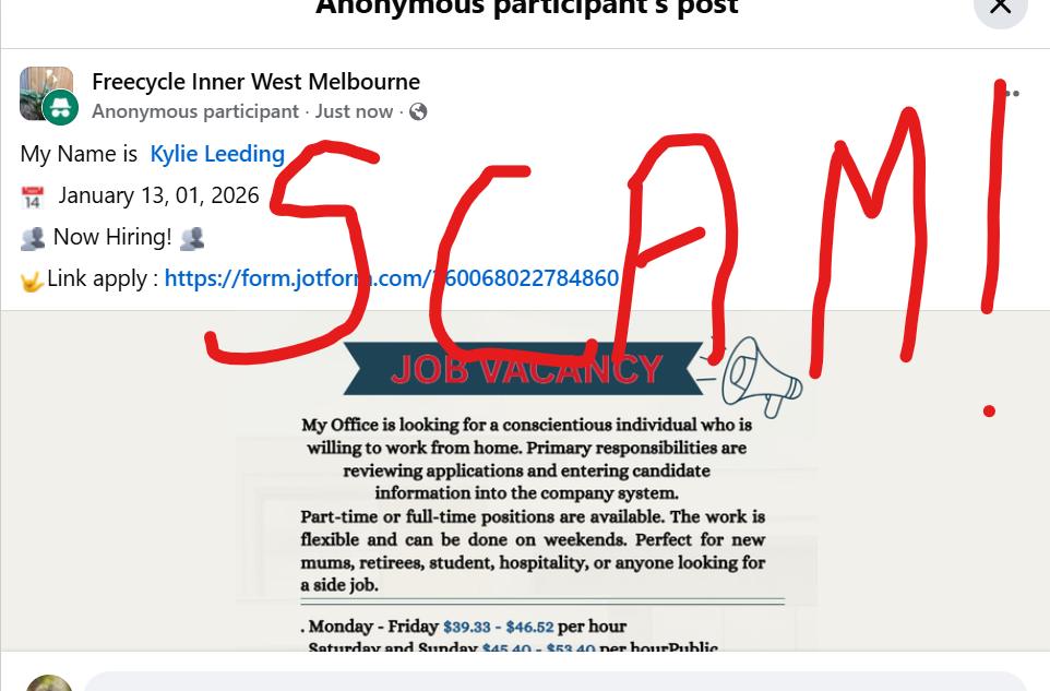 Freecycle Inner West Melbourne | Please note: This is a SCAM | Facebook