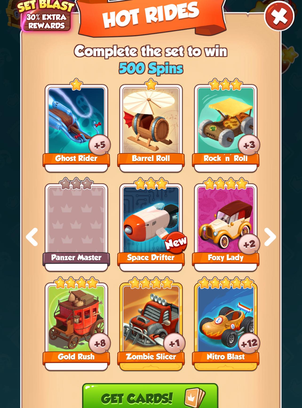 RAS トリガーカードセット Coin Master Panzer Master card needed to complete Hot Rides set