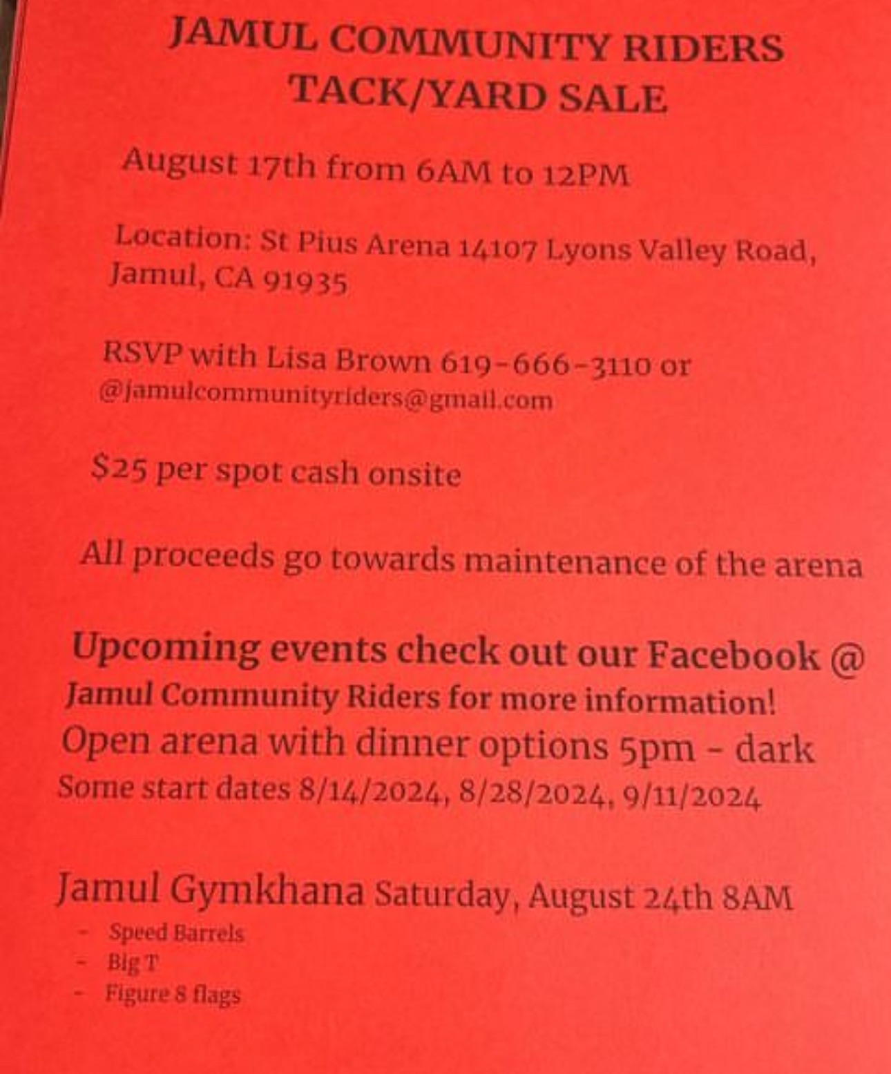 Jamul Community Riders TACK SALE