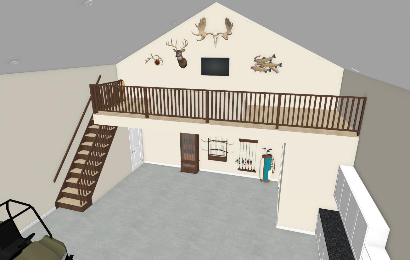 Custom shop addition 3D renderings - Ashtin Bradford Design