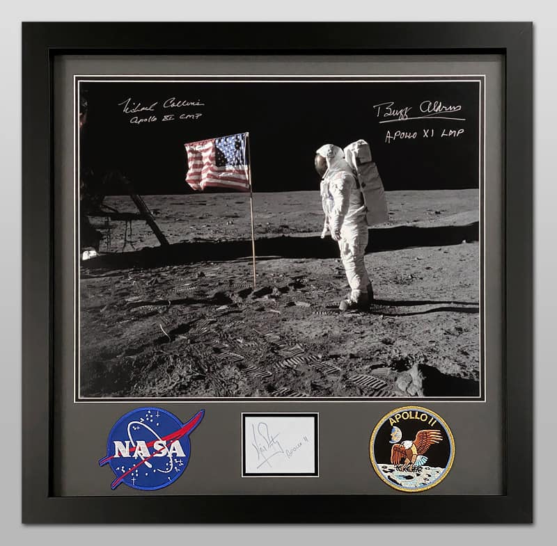 Neil Armstrong, Buzz Aldrin and Mike Collins Signed White Space