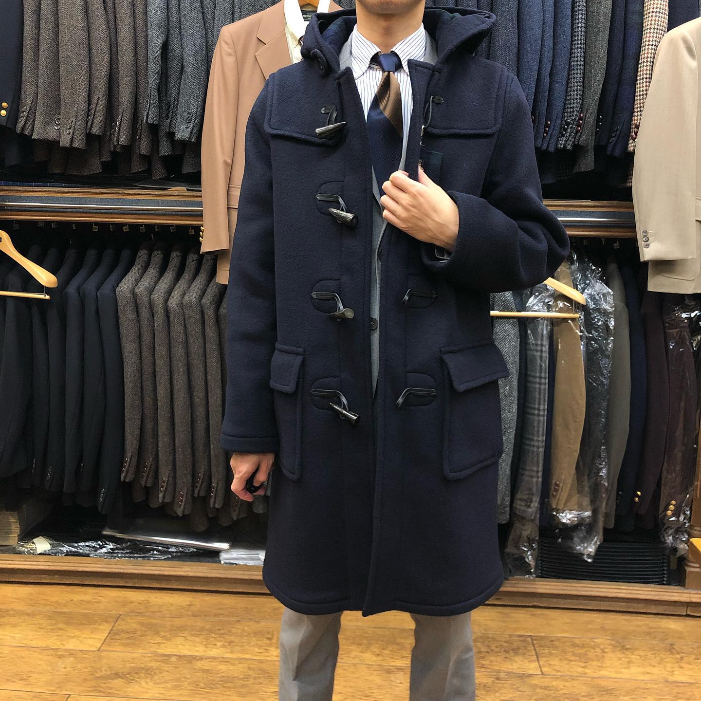 当店オリジナルダッフルコートです。取扱ブランドのグローバーオールを 