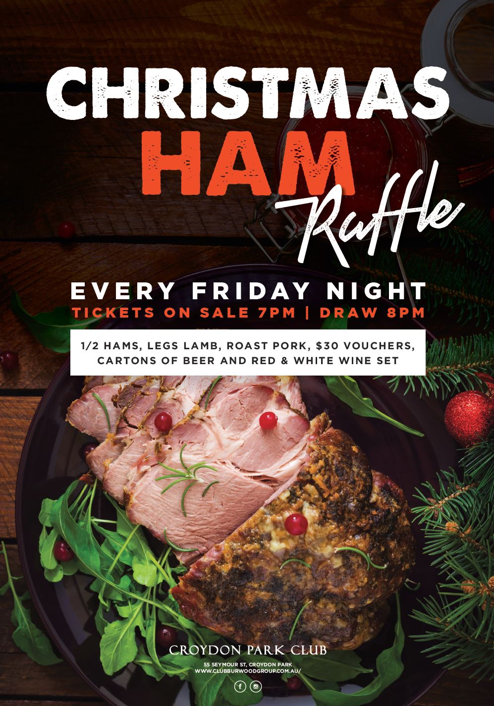 The last Friday night Christmas Ham raffle this week at Croydon Park ...