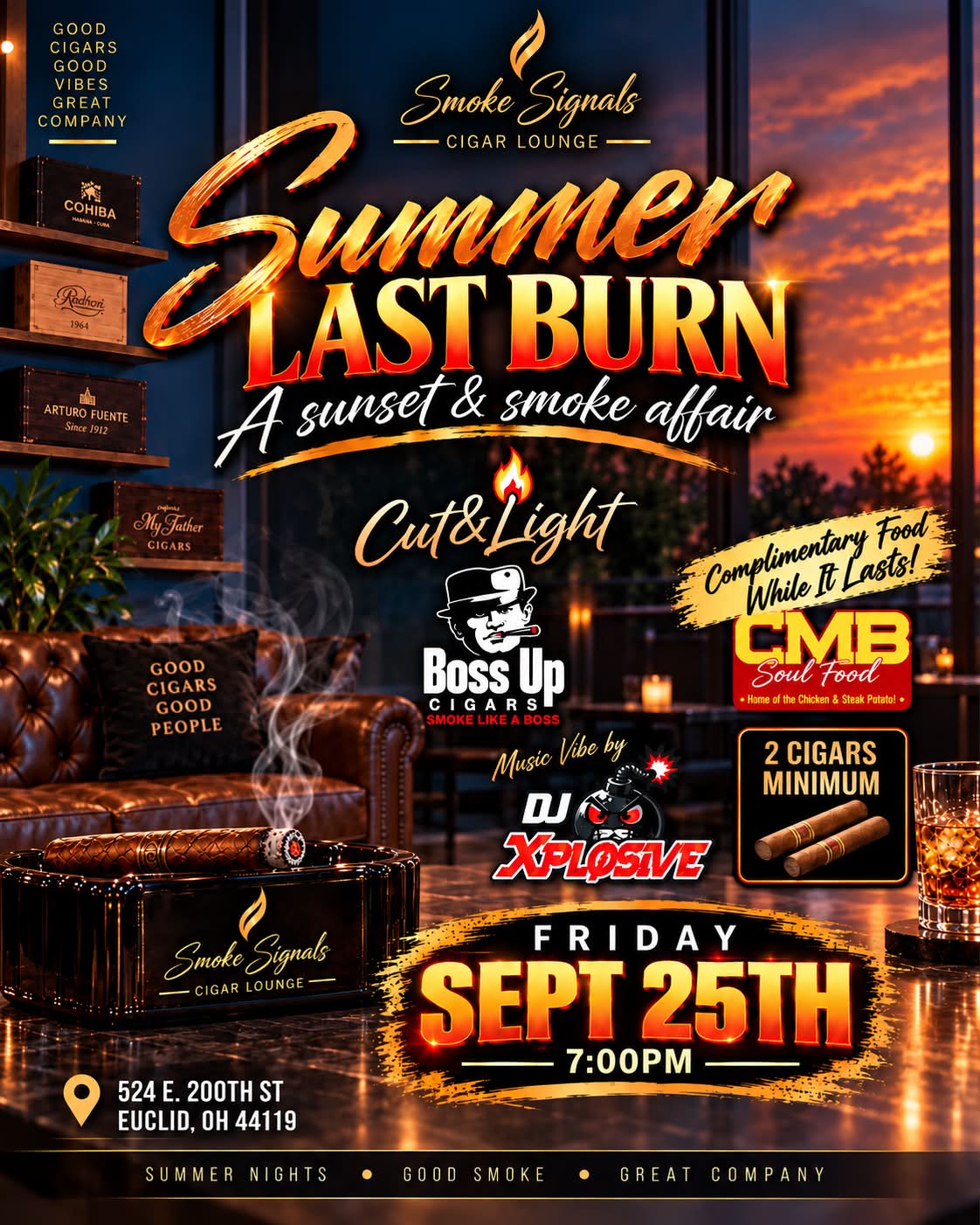 Free food and cigars at Smoke Signals Cigar Lounge on Sept 25th