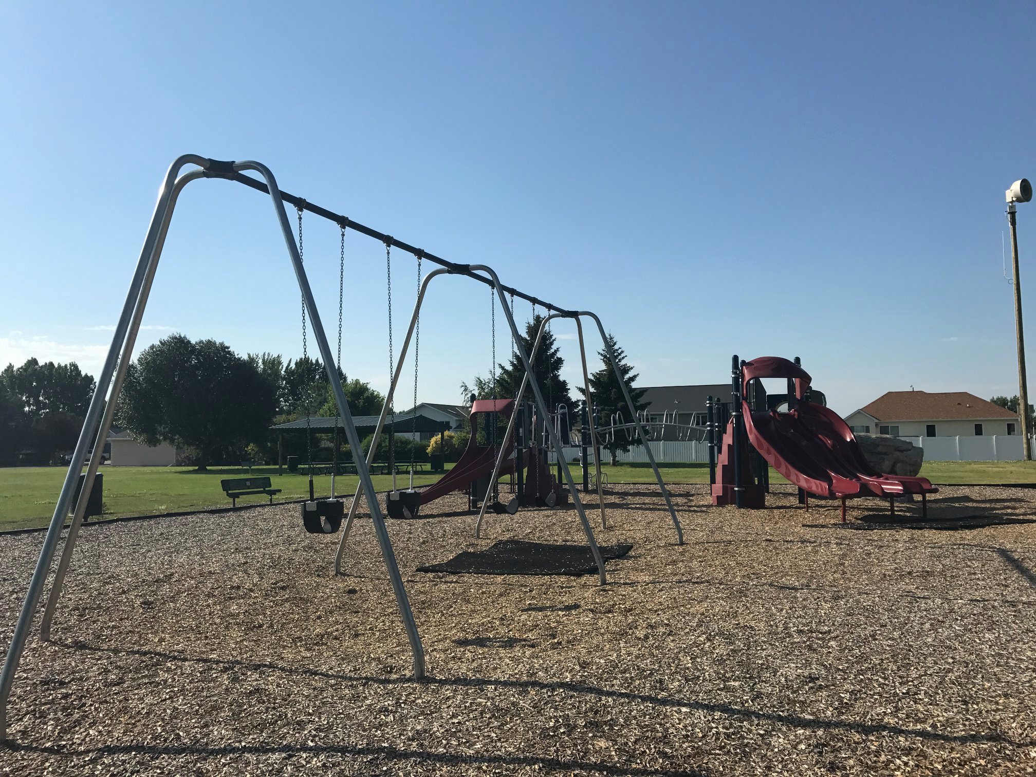 Dakota Park has a rentable shelter, fun kids' park, baseball
