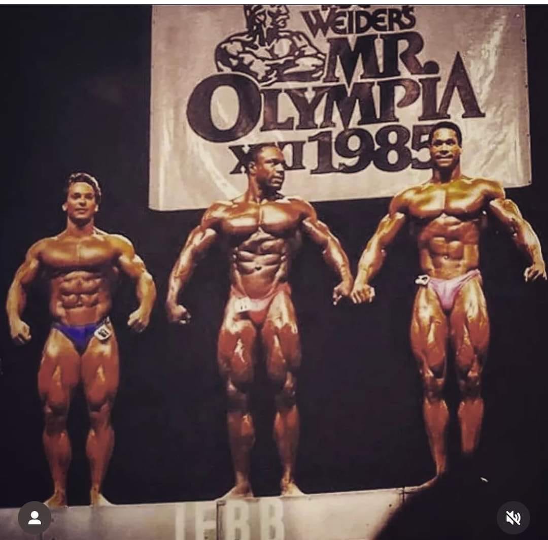 Top 3 at the 1985 Mr Olympia- Beckles, Gaspari and Haney