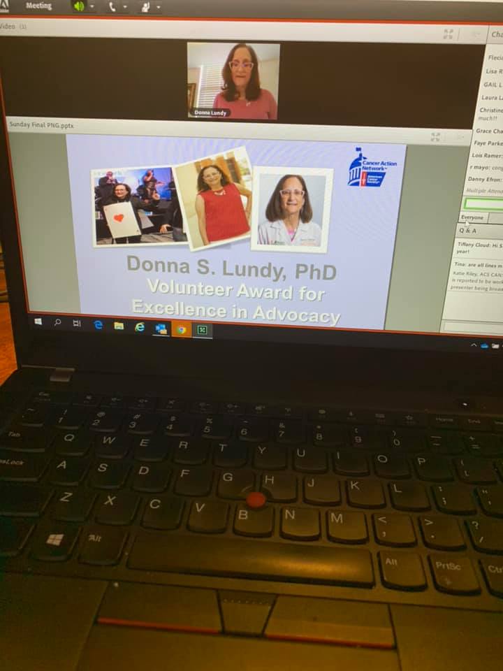 Congratulations to Donna Lundy, PhD for receiving the ACS CAN Volunteer ...