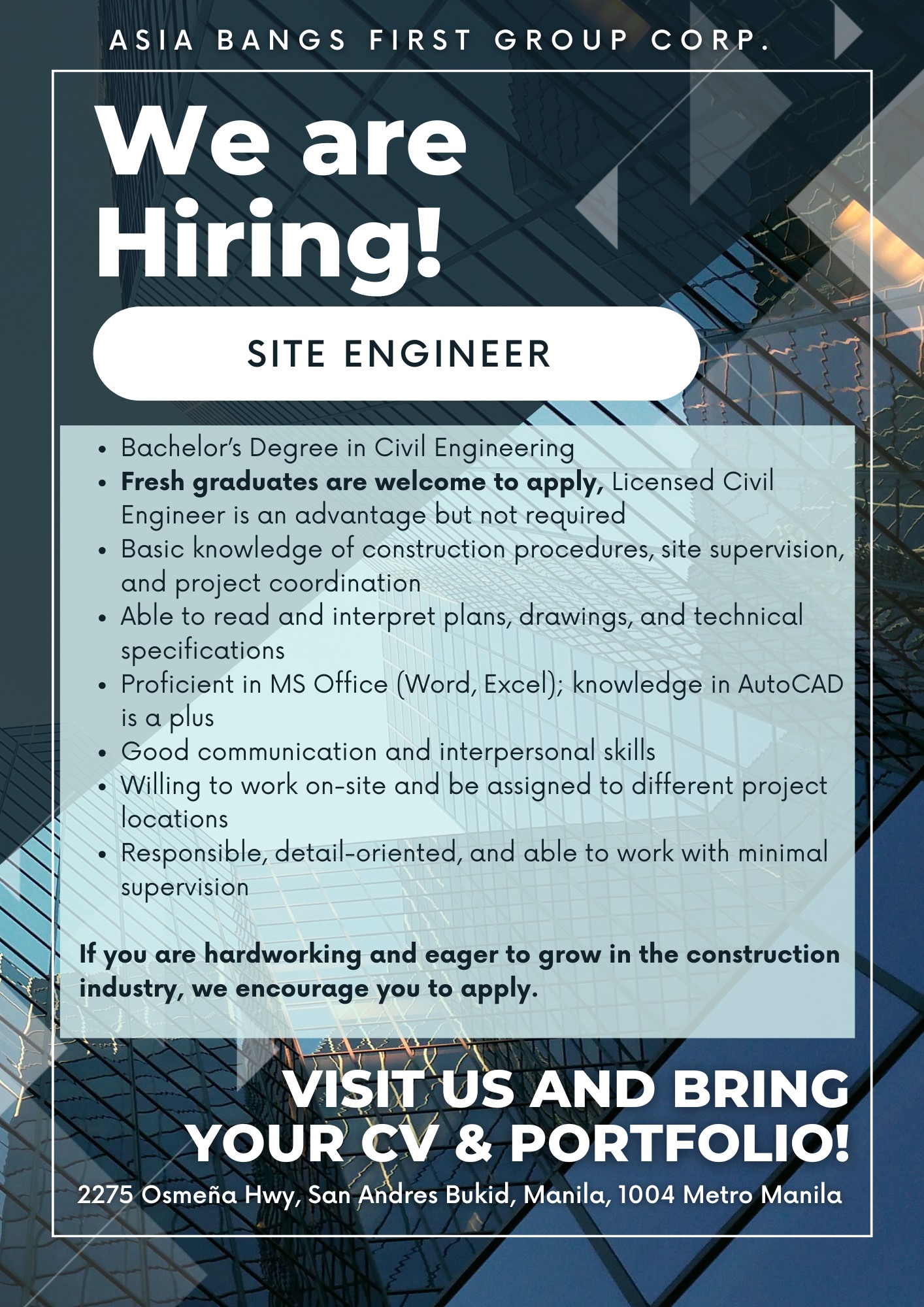 Philippine Civil Engineers Hiring Zone | Hello, we are hiring | Facebook