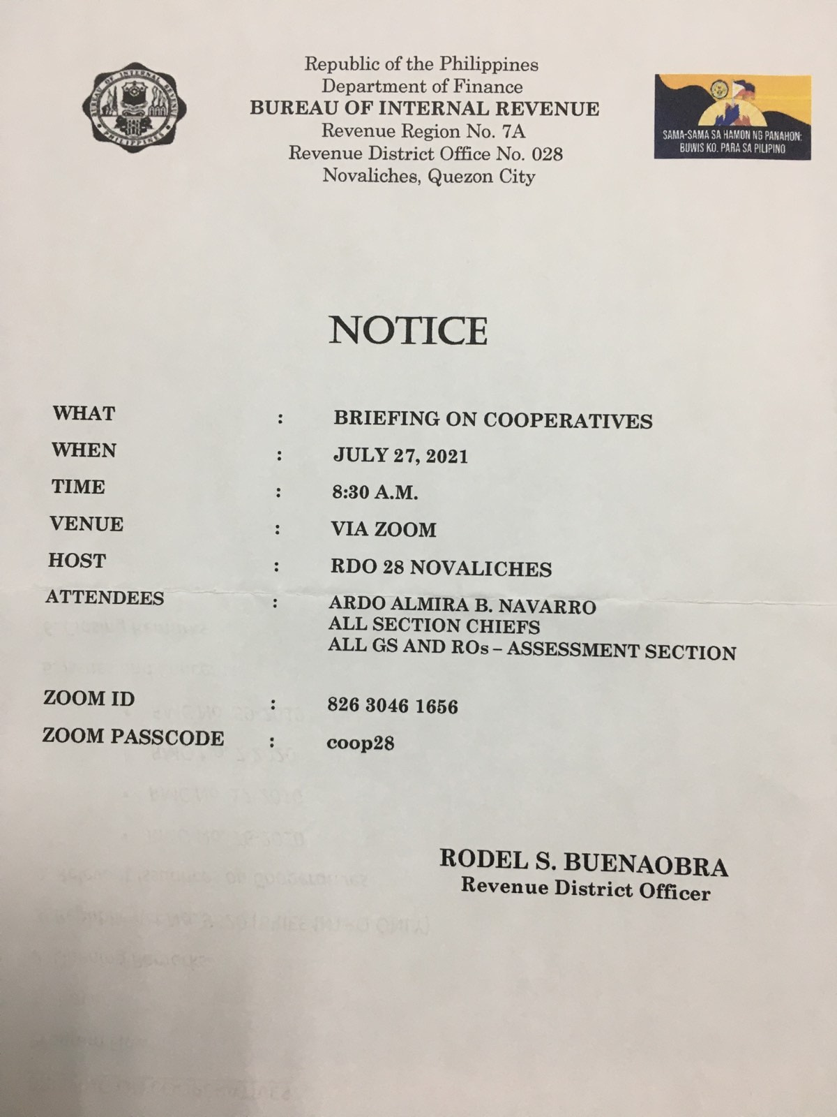 Internal... - BIR Revenue District Office 028 - Novaliches | Facebook