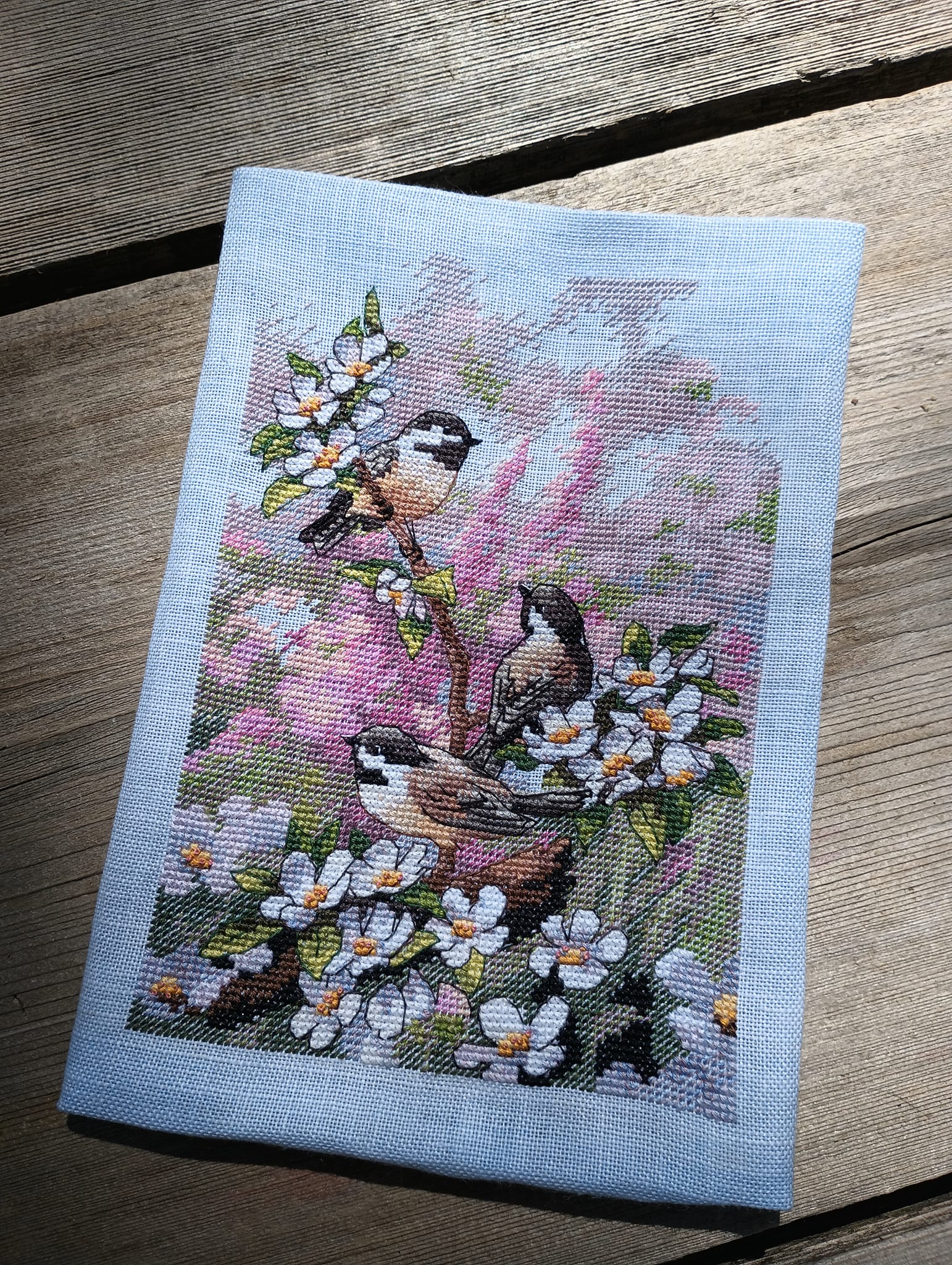 Kit Punto Croce Dimensions - Motivo 'Chickadees E Lilla', 30 X 41 Cm, Con Filati, Tela Aida 14, Ago E Istruzioni