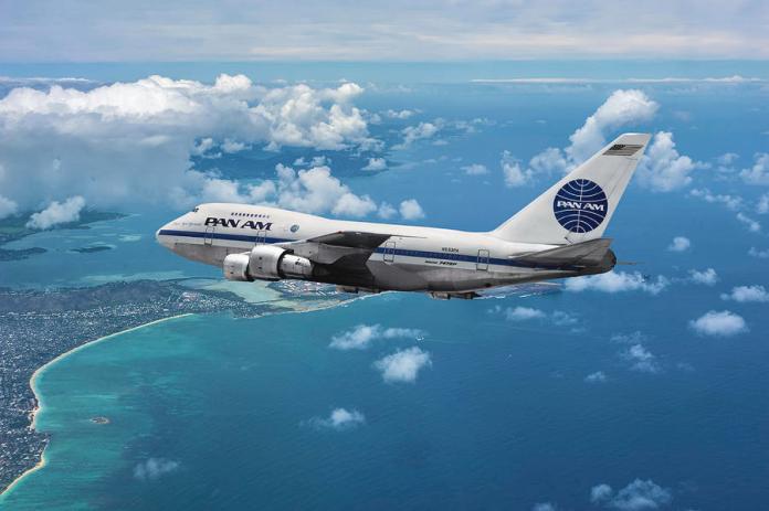Pan Am's Boeing 747SP first class cabin on record-breaking Flight 50