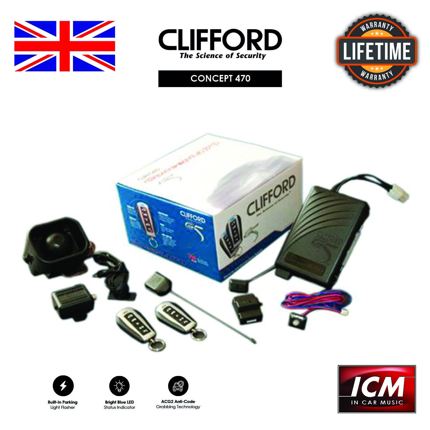 ✓ Clifford G5 Concept 470 Car Alarm System With Glass Break
