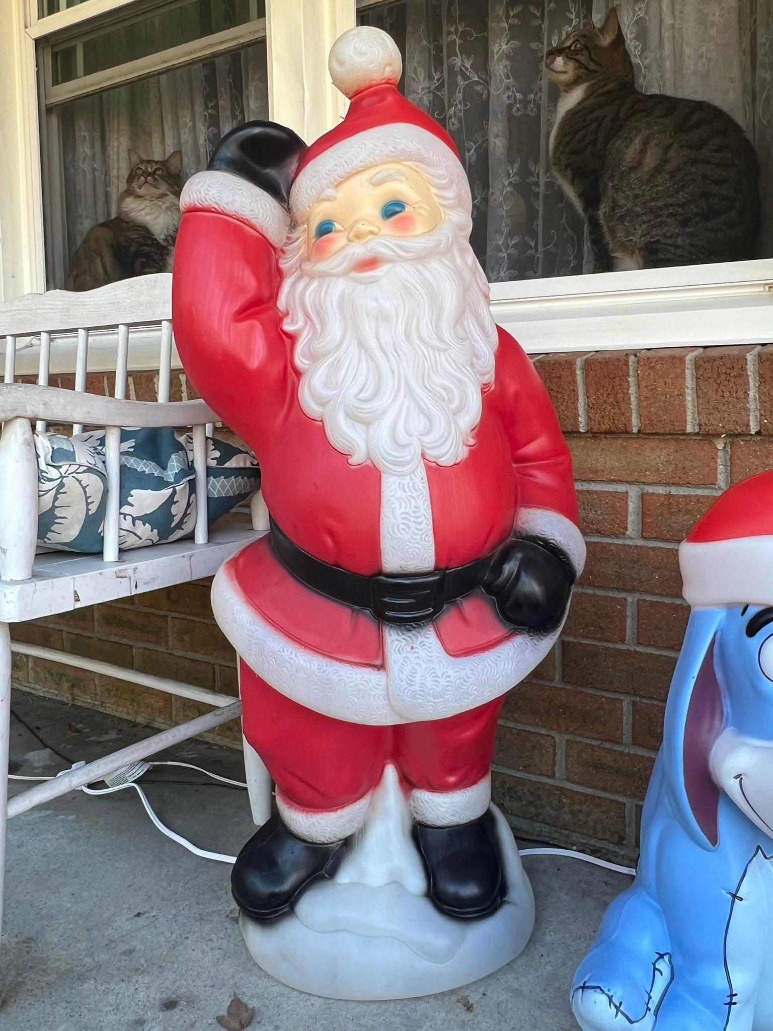 Vintage blow mold Santa collection with 1968 Empire piece