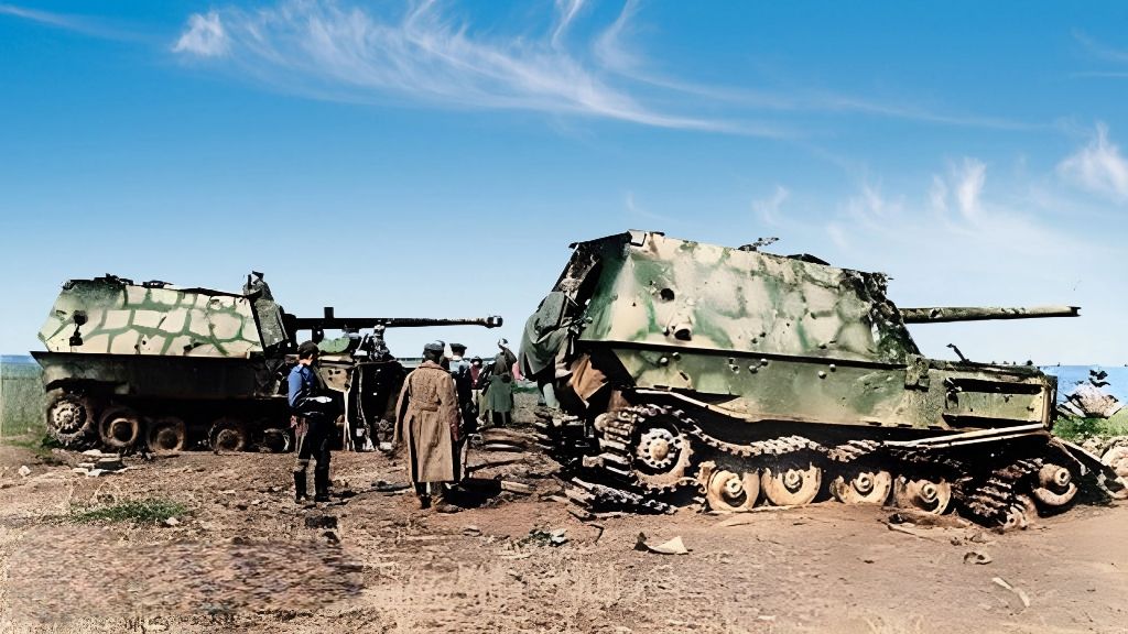 CH Inam - Soviet soldiers examine the wrecks of German Ferdinand tank ...