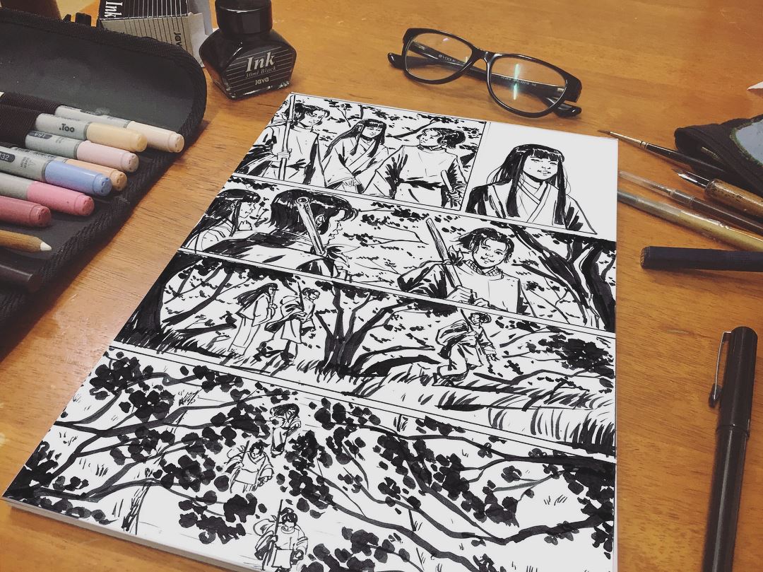 MS Runa ART - Experimental inking Japan inspired page 6...