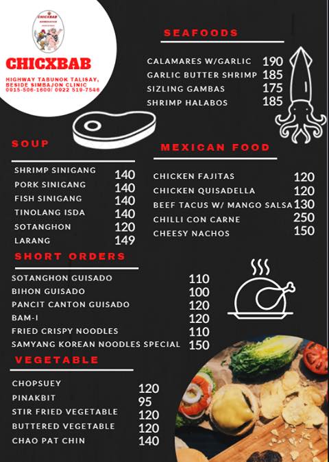 Our menu: - Chicxbab Barbeque HUB
