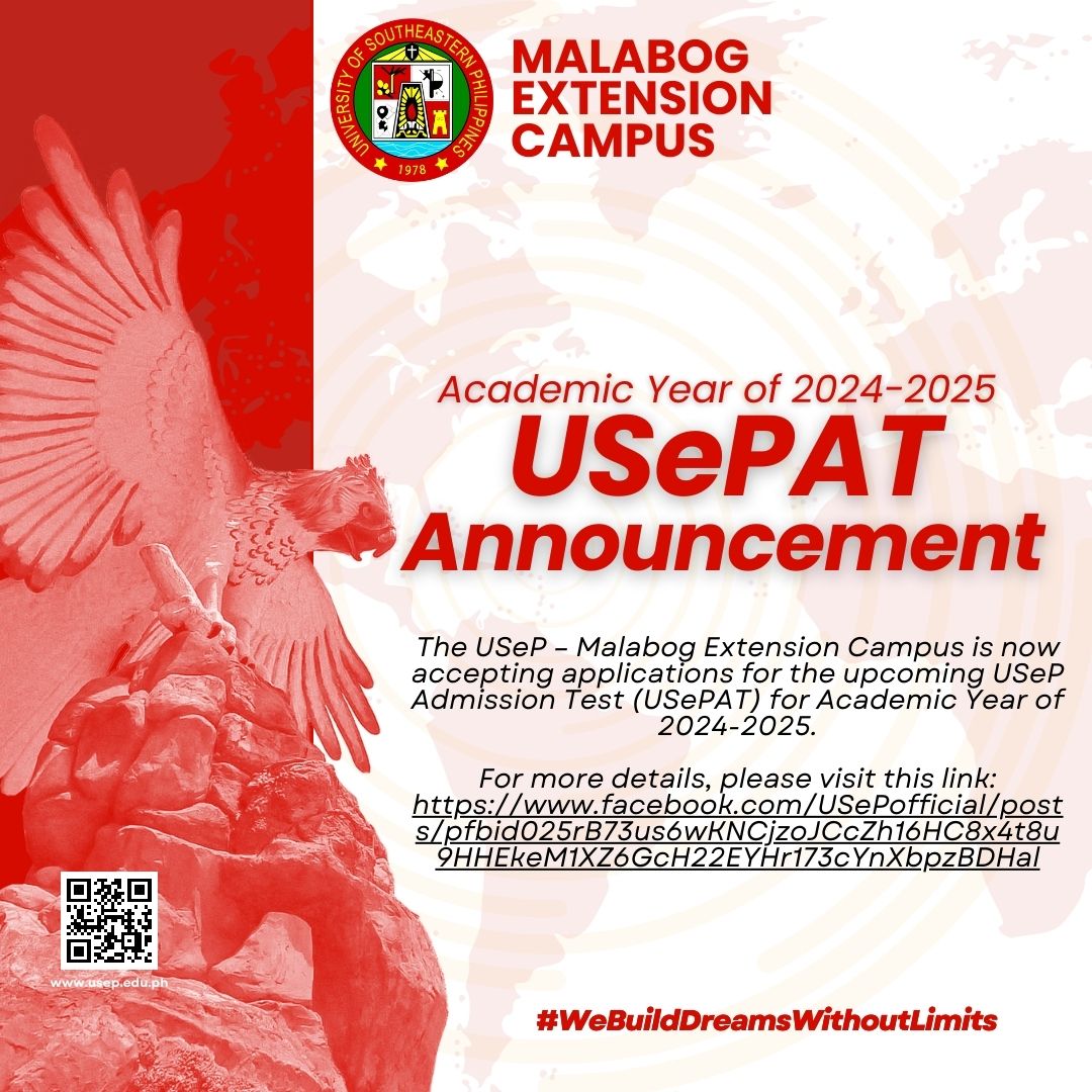 USeP - [𝐔𝐒𝐞𝐏𝐀𝐓 𝐀𝐍𝐍𝐎𝐔𝐍𝐂𝐄𝐌𝐄𝐍𝐓] The USeP – Malabog Extension Campus is now ...