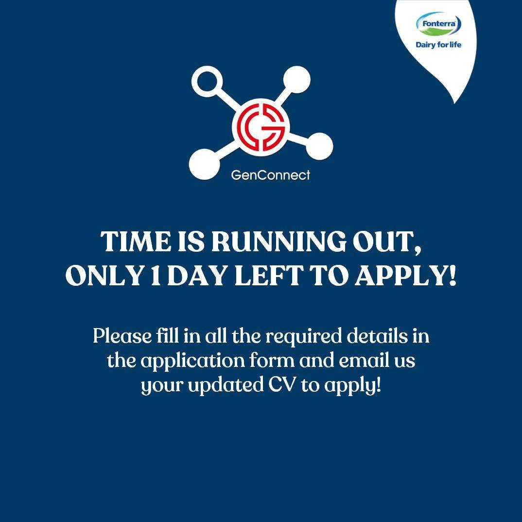 Fonterra - We're closing GenConnect applications tomorrow. Send in your ...