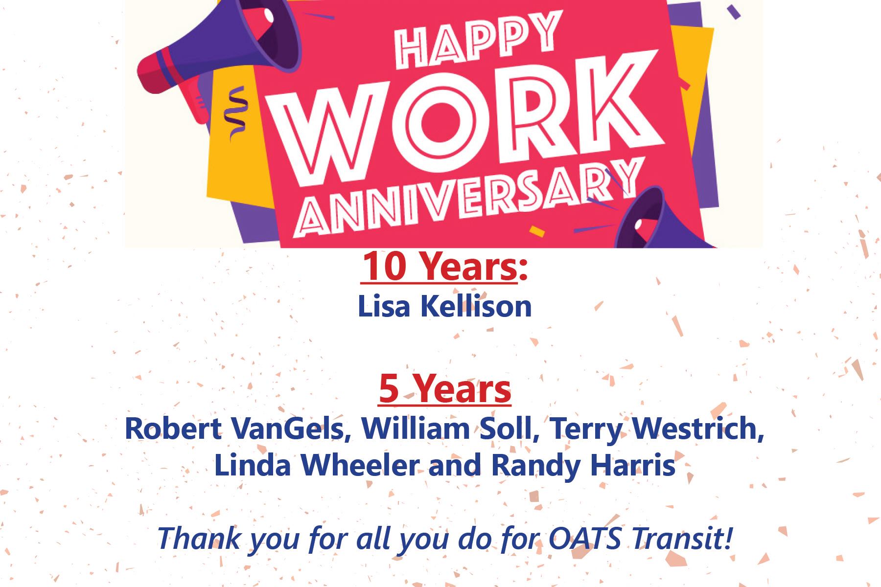 OATS Transit - Happy work anniversary to some of our... | Facebook