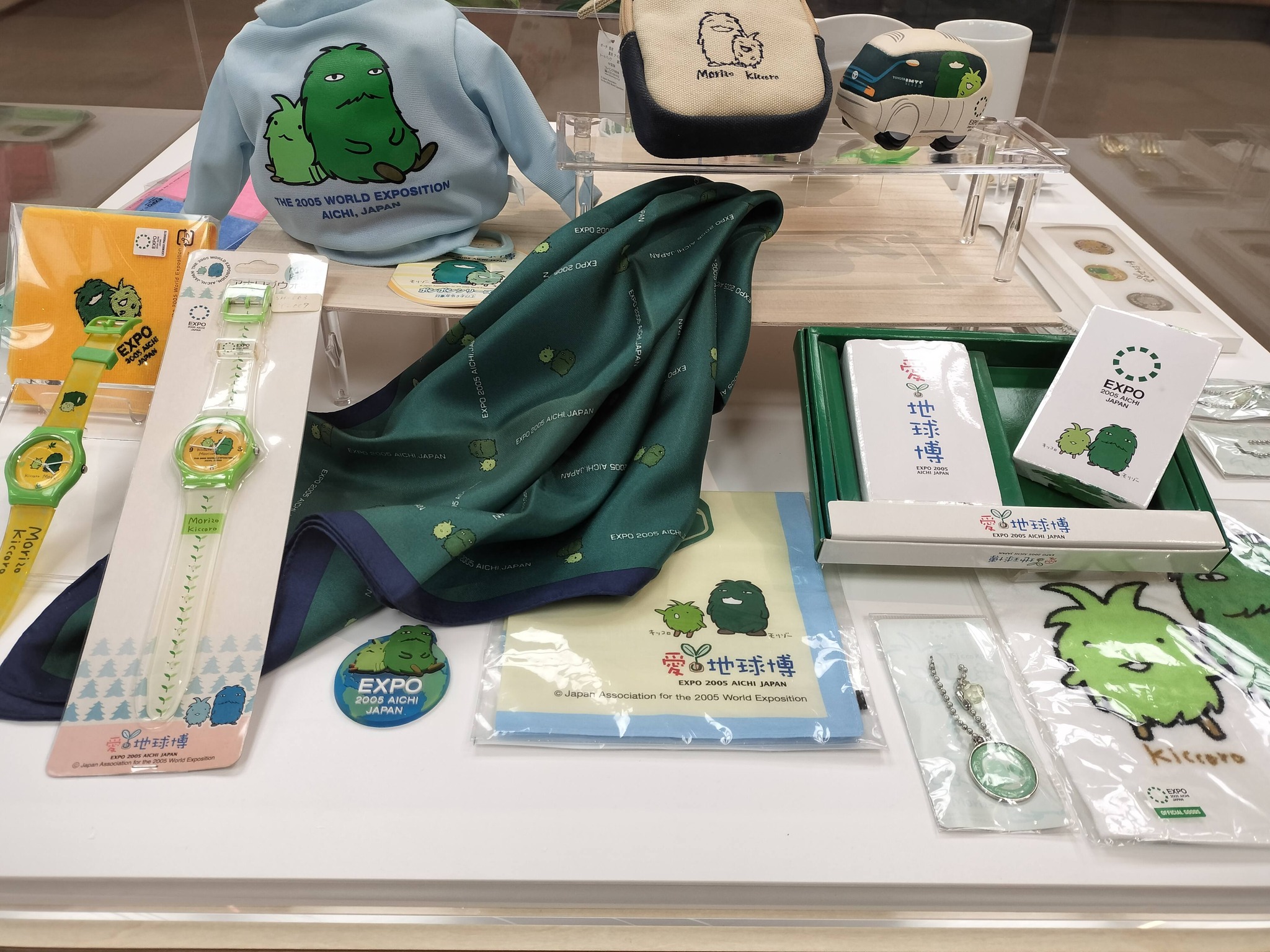 モリゾーキッコロ 今見ても可愛いなー 当時の公式グッズが展示されて