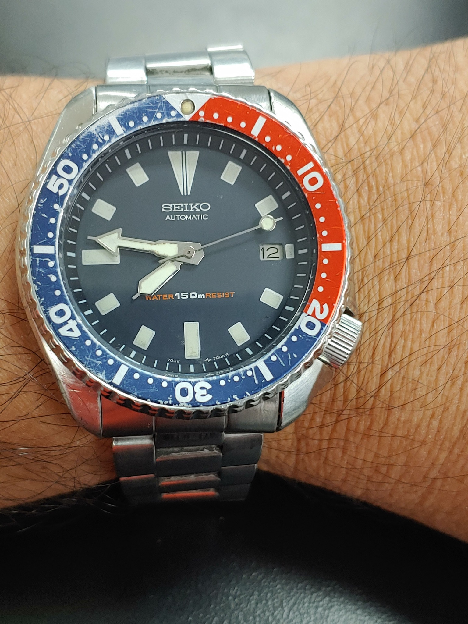 さかい 2/6 Today with my reliable Seiko 7002 Pepsi. Preferred over SKX