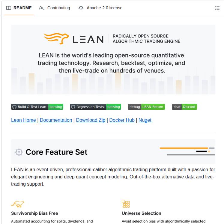 Thongchai - 📈 LEAN คือ algorithmic trading engine แบบ event-driven ...