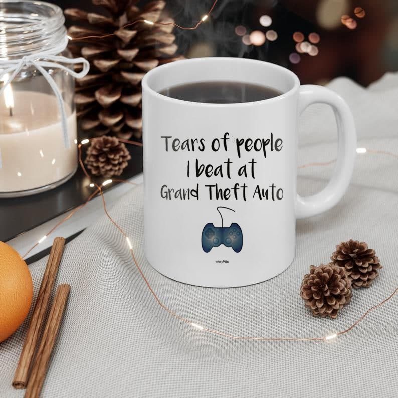 Mug Personnalisé GTA6 Grand Theft Auto VI Coming 2025 - Céramique Blanche 325 Ml - Avec Boîte Cadeau - Neuf