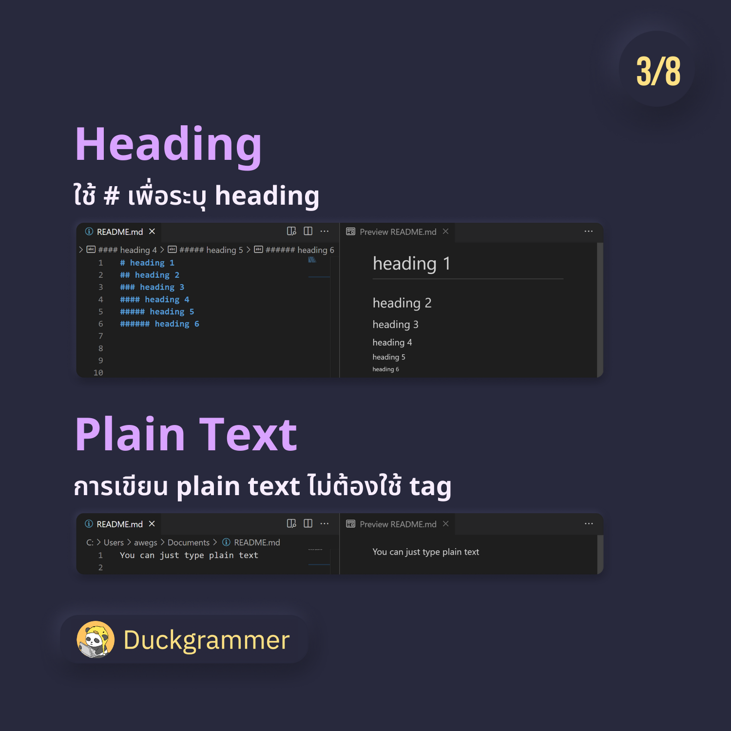 Duckgrammer - 🔥 ตัวอย่างวิธีการเขียน README.md 😀 . 📚... | Facebook